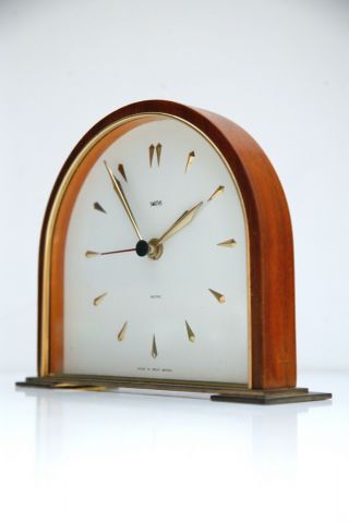 Vintage 1960s Retro Smiths Sectric Mantle Clock Walnut Brass