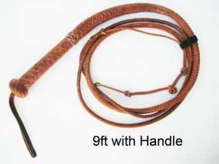 Antique Western Well Made Bull Whip - Braided Leather - - 9 Ft