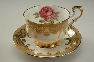 8 Vintage Paragon Fine Bone China Tea Cup & Saucer Antique Rose Gold R Johnson