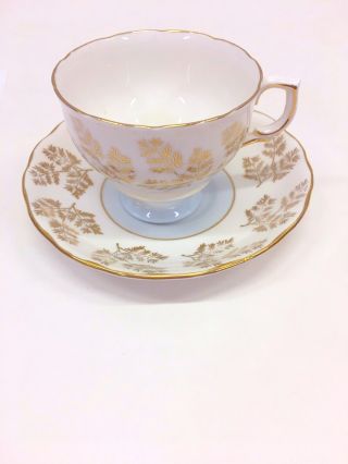 Vintage Colclough Fine Bone China Teacup & Saucer Made In England Gold Flowers