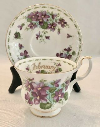 Royal Albert Flower Of The Month Series Tea Cup & Saucer Set Violets February