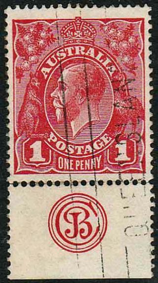 Kgv Stamps: 1d Rose - Red Single Wmk Single With Jbc Control Marg Fine Rare