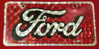 Vintage Rare Ford Auto Vehicle Aluminum License Plate Car Truck Metal Red Tag