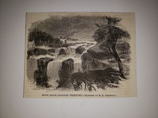 Sioux Falls Dakota Territory Civil War Era 1865 Hw Sketch Rare