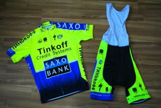 Men’s Tinkoff Bibs Cycling Shorts And Shirt Jersey Saxo Bank Size Medium Rare
