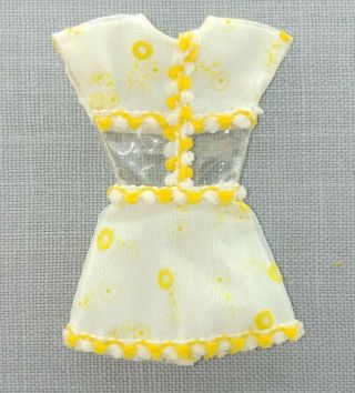 Vintage Barbie White With Yellow Flowers Mod Hong Kong Clone Dress - Euc