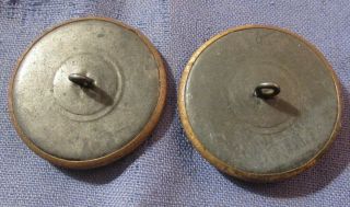 2 LARGE ANTIQUE VICTORIAN GLASS & BRASS BUTTONS 1880S 1890S 1 3/8 INCHES 3