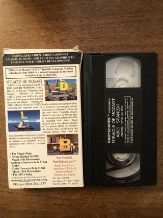 Miracle Of Mozart Teaching ABC’s In Spanish VHS Rare educational Babyscapes 2