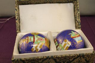 Vintage Set Of Chinese Cloisonne Enamel Baoding Balls