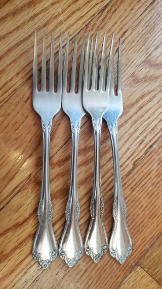 4 Antique,  Vintage Collectible Forks 7.  25 " Wm A Rogers Stainless - Deluxe