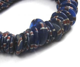 51 Rare Old Cobalt Striped Venetian " Aja " Antique Beads