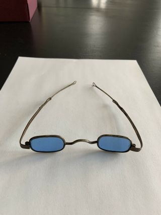 Antique 1800’s Spectacles / Glasses With Blue Lenses - Vintage Old 5