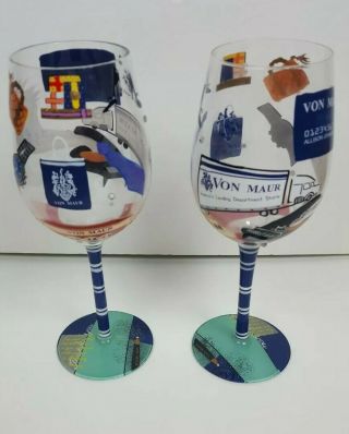 Lolita Von Maur Wine Glasses Recipe Legendary Service Rare Retired Set Of 2