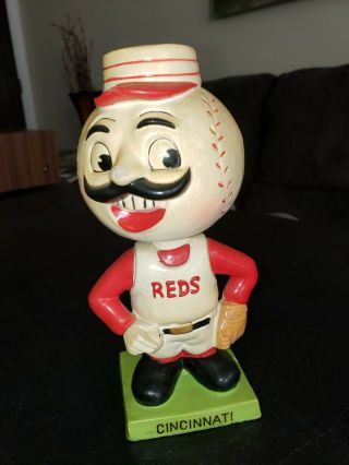 Rare 1960 ' s Cincinnati Reds Square Base Mascot Bobblehead Nodder Mr.  Redlegs HTF 2