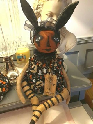 Primitve Pumpkin Rabbit Art Doll