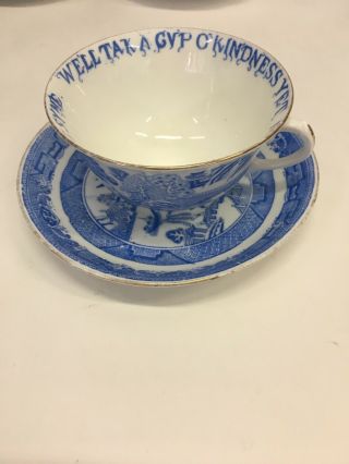 Vintage Crown Chelsea Fine Bone China England Tea Cup Saucer Blue And White