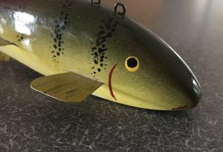 Lawrence Bethel Perch W/ Wood Carved Tail Ice Fish Decoy Minnesota Folk Art
