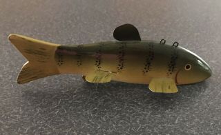 Lawrence Bethel Perch w/ Wood Carved Tail Ice Fish Decoy Minnesota Folk Art 3