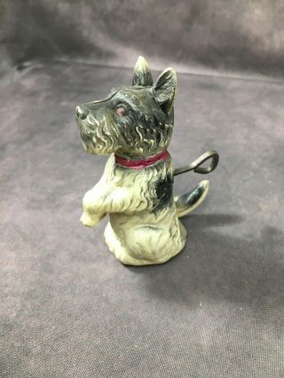 Rare Vintage Japan - Wind Up Mechanical Tin Toy - Celluloid Plastic Scottie Dog