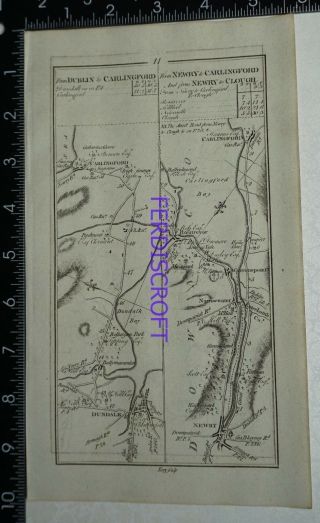 1778 Taylor & Skinner Strip Map Ireland - Dundalk,  Newry,  Carlingford,  Clough