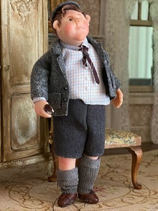 Miniature Dollhouse ARTISAN RARE Bags of Character Chubby Boy Doll ENGLAND 1:12 2