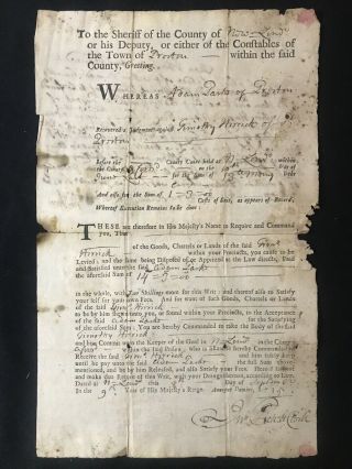 1735,  Preston,  London,  Connecticut Colonial Signed Thomas Rix Document Rare