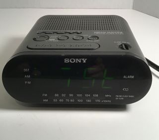 Sony Dream Machine Icf - C218 Alarm Clock Radio Black Mid Century Modern