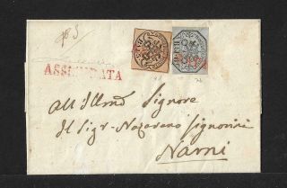 Papal States Italy 3,  6 Baj On Cover 1854 Rare Cds Unique Cv $25.  000