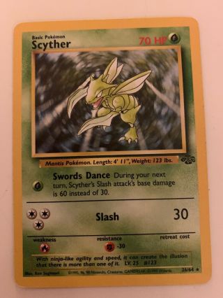 Scyther 26/64 Rare 1999 Jungle Set Pokemon Card Nm