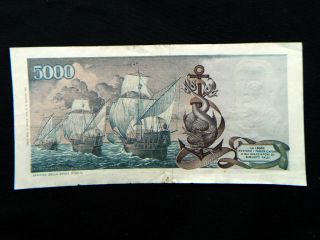 1973 ITALY rare Banknote 5000 Lire Columbus2 XF 2