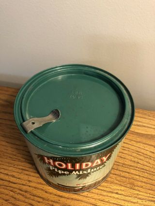 VINTAGE ADVERTISING HOLIDAY PIPE MIXTURE TOBACCO TIN CANISTER 14 OZ EMPTY RARE 2