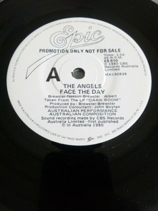 The Angels Face The Day Rare Australian Promo 7 
