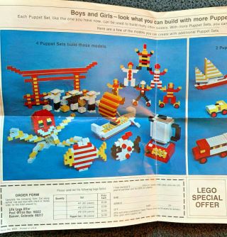 Rare Vintage LIFE CEREAL 1969 LEGO Puppet Set with Instructions 2
