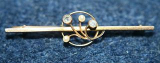 Antique 9ct Gold Brooch With Pearls & Semi Precious Stones Weight 1.  77 Grams