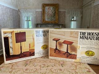 Vintage Dollhouse House Of Miniatures 2 Diy Kits Fire Screen & Pair Candlestands