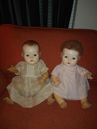Two Vintage 1930s 1940s Effanbee Dy - Dee Baby Dolls 15 " Tall Applied Ears Clothes