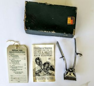 Antique Hair Clippers.  Brown And Sharpe.  Includes Box Directions Card.