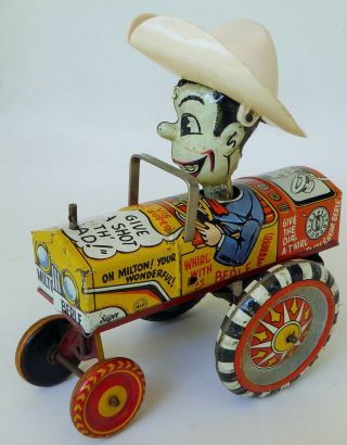 Rare/vintage Marx Milton Berle Crazy Car Tin Lithographed Mechanical Toy 6 " Long
