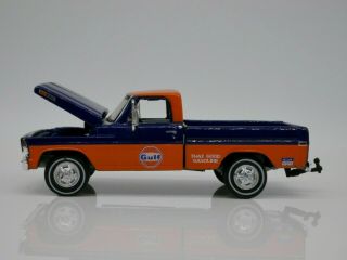 1971 Ford F - 100 Pickup Truck 1/64 Scale Rare Diecast Diorama Car Real Tires Gulf