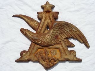 Extremely Rare Cast Iron Anheuser Busch Budweiser Eagle Sign Plaque Man Cave