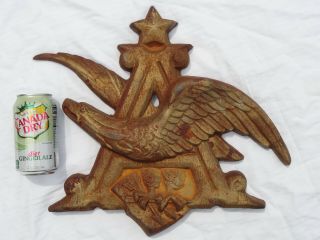 EXTREMELY RARE CAST IRON ANHEUSER BUSCH BUDWEISER EAGLE SIGN PLAQUE MAN CAVE 2