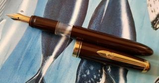 Staedtler Mars Brown Rare Vintage Fountain Pen Piston Filler 14kt Gold Nib