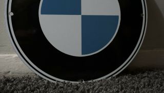 VINTAGE BMW PORCELAIN SIGN GAS OIL SERVICE STATION GASOLINE RARE PUMP PLATE AD 3