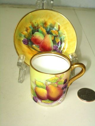 Rare Double Warrant Paragon Hand Painted Petite Cup Saucer Orchard Fruit