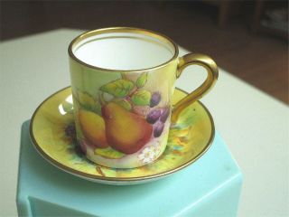 RARE DOUBLE WARRANT PARAGON HAND PAINTED PETITE CUP SAUCER ORCHARD FRUIT 2
