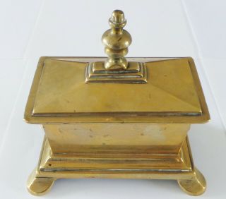 Antique Georgian - Victorian Heavy Brass Casket / Box / Fireside Match Safe