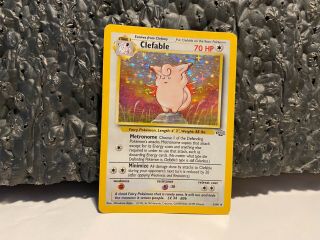 Pokemon Card Clefable 1/64 1999 Base Jungle Set Holo Ultra Rare