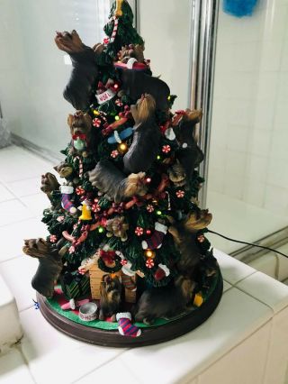 Danbury Yorkie Dog Christmas Tree Lighted Figurine Rare - Rescue