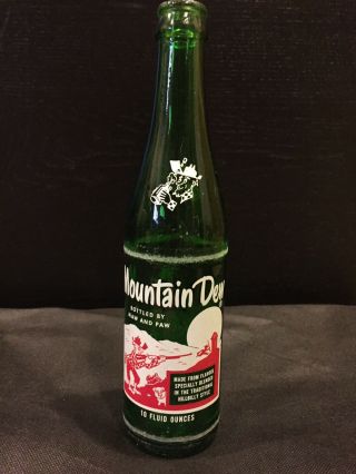 Vintage Rare Mountain Dew Glass Bottle " Bottled By Maw And Paw " 10oz