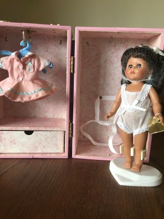 Vtg Vogue Ginny Doll With Pink Ginny Doll Wardrobe Trunk 10” X 6”,  2 Outfits Euc